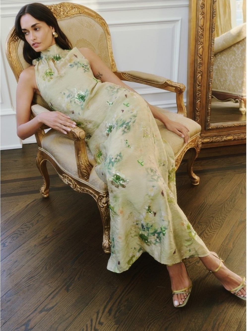 O.P.T. Naia Green Maxi Dress NWT Size Small Viscose Few Moda - Picture 3 of 8